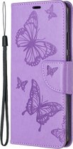 Huawei P40 Pro Hoesje - Mobigear - Butterfly Serie - Kunstlederen Bookcase - Paars - Hoesje Geschikt Voor Huawei P40 Pro