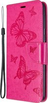 Samsung Galaxy A21 Hoesje - Mobigear - Butterfly Serie - Kunstlederen Bookcase - Rood - Hoesje Geschikt Voor Samsung Galaxy A21