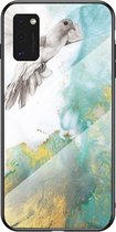 Samsung Galaxy A41 Hoesje - Mobigear - Marble Serie - Gehard Glas Backcover - Dove - Hoesje Geschikt Voor Samsung Galaxy A41