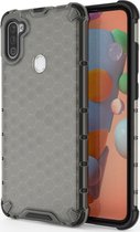 Samsung Galaxy A11 Hoesje - Mobigear - Honeycomb Serie - Hard Kunststof Backcover - Grijs - Hoesje Geschikt Voor Samsung Galaxy A11