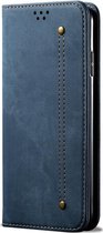 OnePlus 8 Pro Hoesje - Mobigear - Denim Slim Serie - Kunstlederen Bookcase - Blauw - Hoesje Geschikt Voor OnePlus 8 Pro