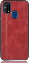 Samsung Galaxy M31 Hoesje - Mobigear - Stitch Serie - Kunstlederen Backcover - Rood - Hoesje Geschikt Voor Samsung Galaxy M31