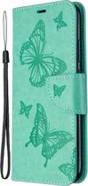 Huawei P40 Lite E Hoesje - Mobigear - Butterfly Serie - Kunstlederen Bookcase - Turquoise - Hoesje Geschikt Voor Huawei P40 Lite E