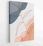 Botanical wall art vector set. Earth tone boho foliage line art drawing with abstract shape. 2 - Moderne schilderijen – Vertical – 1881805186 - 50*40 Vertical