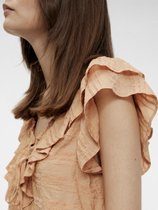 Object korte oranje ruffle (off shoulder) blouse viscose nylon - valt kleiner - Maat 36