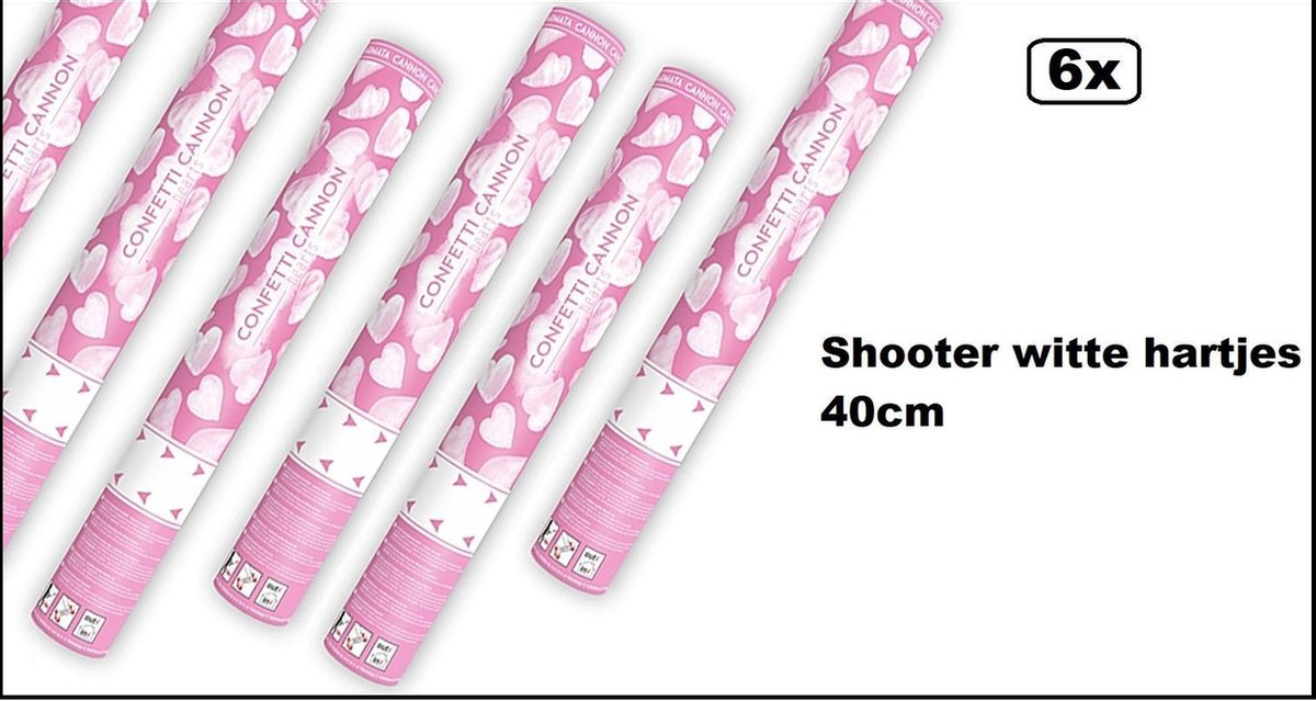 6x Party shooter witte hartjes 40 papiersnippers - Party hema feest shooter... | bol.com