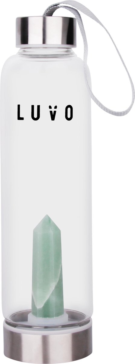 Luvo Crystals - Waterfles met Edelsteen - Aventurijn - Ontspanning en Onbezorgdheid