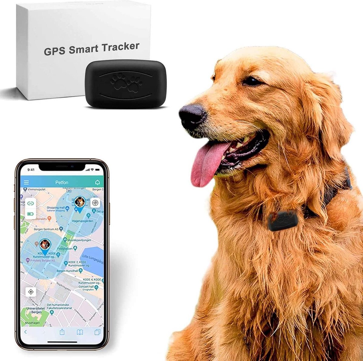 SAMA Direct™ Huisdier GPS Tracker- Zonder abonnement - lange batterijduur - Kat - Hond - Zwart - Waterdicht - Track & Trace Volgsysteem - SAMA Direct