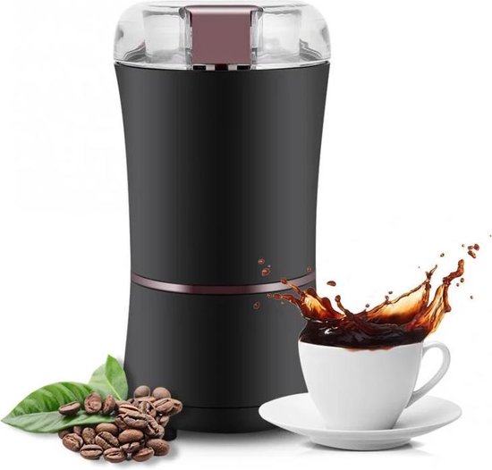 Elektrische koffiemolen - koffiemaler - Zwart - Perfect gemalen binnen 10 seconden - Coffee grinder - Kruidenmolen - Met extra molenborstel Elektrische koffiemolen - koffiemaler - Zwart - Perfect gemalen binnen 10 seconden - Coffee grinder - Kruidenmolen - Met extra molenborstel