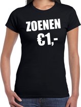 Fun t-shirt - zoenen 1 euro - zwart - dames - Feest outfit / kleding / shirt 2XL