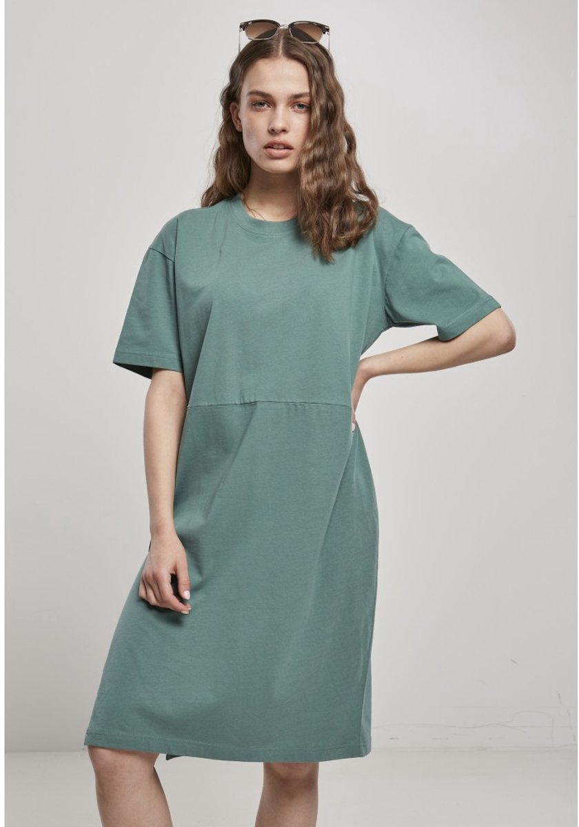 Urban Classics Organic Oversized Slit Korte jurk S Groen