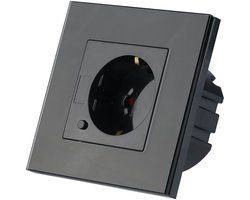 Wandcontactdoos Smart WiFi - Viron Wimo - Inbouw - 1-voudig - Randaarde - Incl. Glazen Afdekraam - Zwart