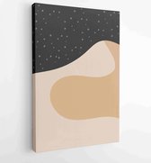 Mountain wall art vector set. Earth tones landscapes backgrounds set with moon and sun. 4 - Moderne schilderijen – Vertical – 1875695956 - 80*60 Vertical