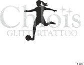 Chloïs Glittertattoo Sjabloon 5 Stuks - Soccer Player Amera - CH6504 - 5 stuks gelijke zelfklevende sjablonen in verpakking - Geschikt voor 5 Tattoos - Nep Tattoo - Geschikt voor G
