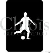 Chloïs Glittertattoo Sjabloon 5 Stuks - Soccer Player Dennis - CH6501 - 5 stuks gelijke zelfklevende sjablonen in verpakking - Geschikt voor 5 Tattoos - Nep Tattoo - Geschikt voor