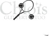 Chloïs Glittertattoo Sjabloon 5 Stuks - Tennis Racket - CH6552 - 5 stuks gelijke zelfklevende sjablonen in verpakking - Geschikt voor 5 Tattoos - Nep Tattoo - Geschikt voor Glitter