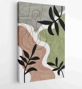 Botanical wall art vector set. Golden foliage line art drawing with watercolor 4 - Moderne schilderijen – Vertical – 1903166983 - 50*40 Vertical