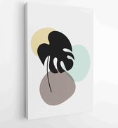 Earth tone natural colors foliage line art boho plants drawing with abstract shape. 1 - Moderne schilderijen – Vertical – 1910090989 - 40-30 Vertical