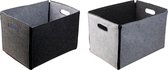 Opbergmand vilt met ritsen 38cm - set 2 stuks