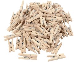 Wasknijpers hout - Mini knijpers - Foto clips - Blank hout - 100 stuks - Able & Borret