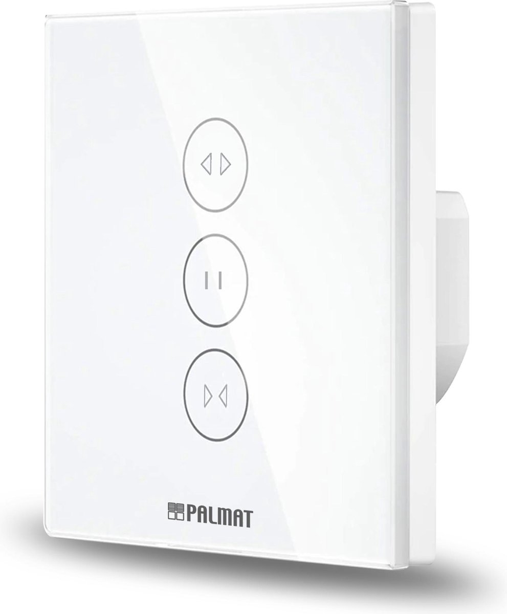 PALMAT® Professionele Muurschakelaar – Wifi Wandschakelaar – Smart Lichtschakelaar - Gordijnen, Rolluik of Zonneschermbediening – Max 300Watt – Wit