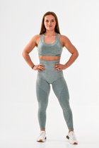 Power sportoutfit / sportkleding set voor dames / fitnessoutfit legging + sport beha (bruin)