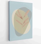 Earth tone background foliage line art drawing with abstract shape and watercolor 3 - Moderne schilderijen – Vertical – 1919347661 - 40-30 Vertical