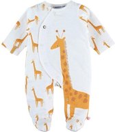 noukie's , pyjama , bio katoen , geboken wit met geel , giraf , 6 maand 68