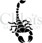 Chloïs Glittertattoo Sjabloon 5 Stuks - Stinger Scorpion - CH1503 - 5 stuks gelijke zelfklevende sjablonen in verpakking - Geschikt voor 5 Tattoos - Nep Tattoo - Geschikt voor Glit