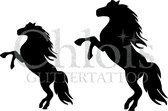 Chloïs Glittertattoo Sjabloon 5 Stuks - Horses 2 - Duo Stencil - CH1407 - 5 stuks gelijke zelfklevende sjablonen in verpakking - Geschikt voor 10 Tattoos - Nep Tattoo - Geschikt vo