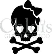 Chloïs Glittertattoo Sjabloon 5 Stuks - Lady Skull - CH5305 - 5 stuks gelijke zelfklevende sjablonen in verpakking - Geschikt voor 5 Tattoos - Nep Tattoo - Geschikt voor Glitter Ta