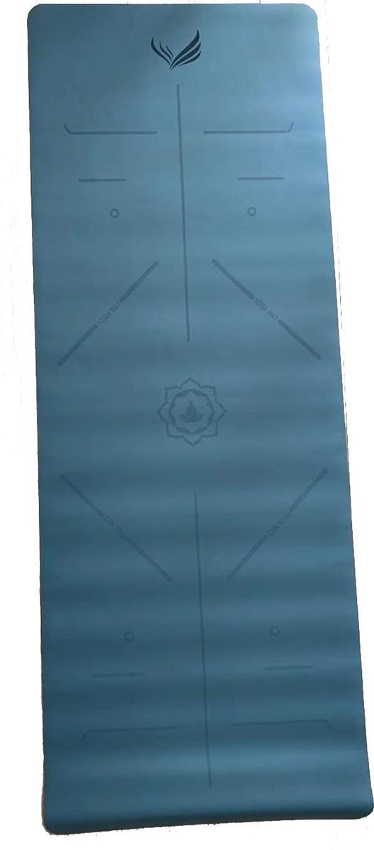 FreeMind Premium Yoga Mat Grijs Blauw/Grey Blue Natuurlijk Rubber Anti-Slip Fitness Mat 183*68cm