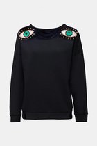 Black sweatshirt with Eyes Embroidery- Large