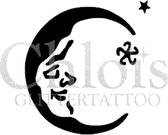 Chloïs Glittertattoo Sjabloon 5 Stuks - Sleepy Moon - CH4012 - 5 stuks gelijke zelfklevende sjablonen in verpakking - Geschikt voor 5 Tattoos - Nep Tattoo - Geschikt voor Glitter T