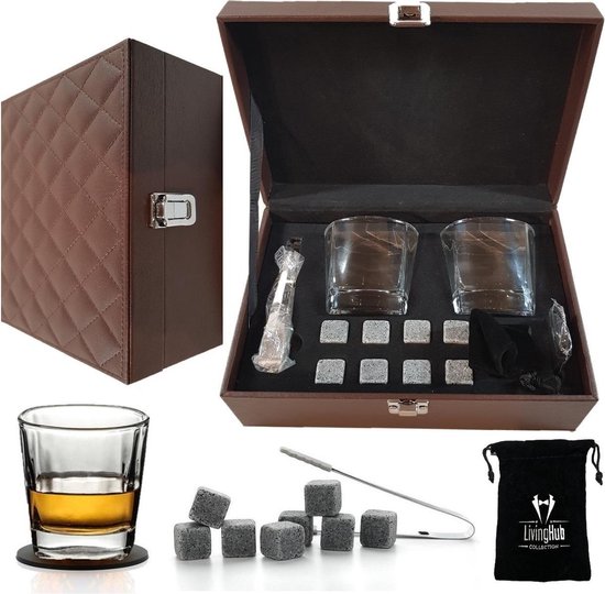 Whiskey Glazen Set - Whiskey Stones - Herbruikbare IJsblokjes - Whisky Cadeau in... | bol.com