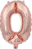 Cijfer ballon 0 jaar Babydouche - rose goud folie helium ballonnen - 100 cm - rosé 10 - 20 - 30 - 40 - 50 - 60 - 70 - 80 - 90 - 100 verjaardag versiering