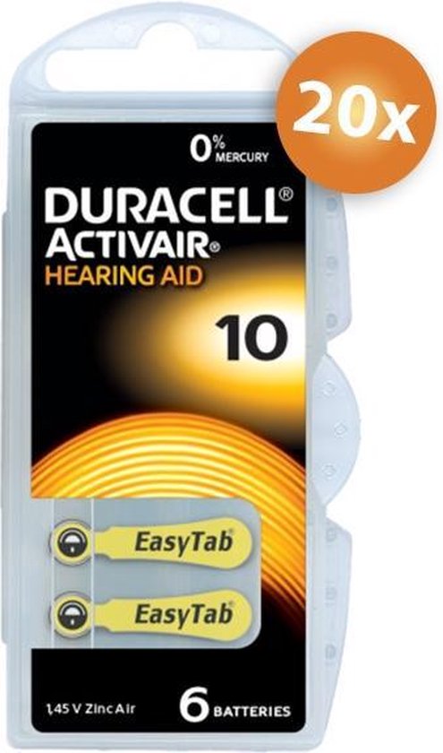 Voordeelpak Duracell batterijen - Type 10 (geel) - 20 x 6 stuks | bol.com