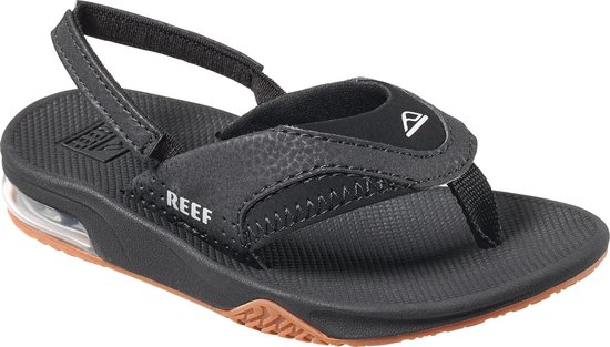 Reef Little Fanning Jongens Slippers - Black/Silver - Maat 28.29 | bol.com