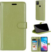 Voor Alcatel 3X (2020) Pure kleur horizontaal Flip PU lederen tas met houder & kaartsleuven & portemonnee & fotolijst (groen)