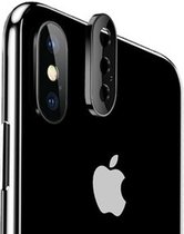 Titanium legering metalen camera lensbeschermer gehard glasfilm voor iPhone XS (zwart)
