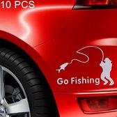 10 stuks gaan vissen styling reflecterende auto-sticker, afmeting: 14cm x 9,5cm (zilver)