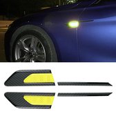 2 STKS Koolstofvezel Auto-Styling Spatbord Reflecterende Bumper Decoratieve Strip, Binnenreflectie + Externe Koolstofvezel (Lichtgeel)