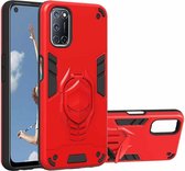 Voor OPPO A52 2 in 1 Armor Knight Series PC + TPU beschermhoes met onzichtbare houder (rood)