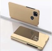 Voor Geschikt voor Xiaomi Redmi 9C vergulde spiegel horizontale flip lederen tas met houder (goud)