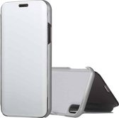 Galvaniserende spiegel horizontale flip lederen tas voor iPhone X / XS, met houder (zilver)