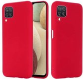 Voor Samsung Galaxy A12 Pure Color Vloeibare siliconen schokbestendige hoes met volledige dekking (rood)