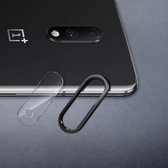 Krasbestendige mobiele telefoon Metalen achteruitrijcamera Lensring + achteruitrijcamera Lensbeschermfolieset voor OnePlus 7 (zwart)