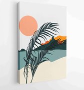 Mountain and Botanical wall art vector set. Earth tones landscapes wallpaper 1 - Moderne schilderijen – Vertical – 1924982621 - 115*75 Vertical