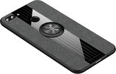Voor Huawei Enjoy 8 Plus XINLI Stitching Cloth Textue Shockproof TPU beschermhoes met ringhouder (grijs)