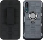Voor Huawei P20 3 in 1 Cube PC + TPU beschermhoes met 360 graden draaien zilveren ringhouder (grijs)